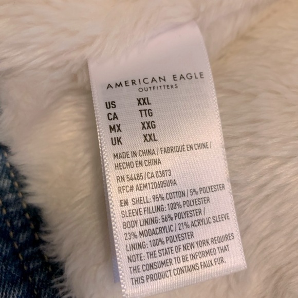 AMERICAN EAGLE 🦅 VINTAGE 80’s DENIM JEAN FAUX SHERPA-LINED JACKET Women’s XXL - Picture 11 of 11
